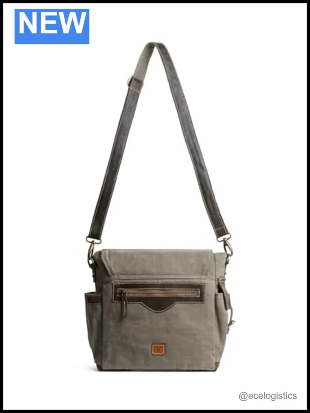 Upcycled Canvas Leather Crossbody Hobo Messenger Bag Multi Pockets Tablet